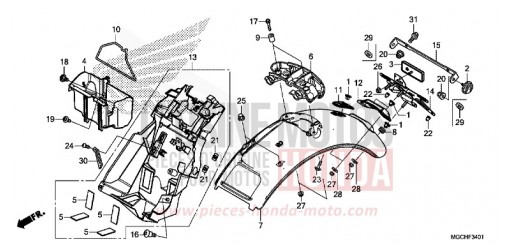 GARDE-BOUE ARRIERE (CB1100CA/CAD/NA/NAD) CB1100CAH de 2017